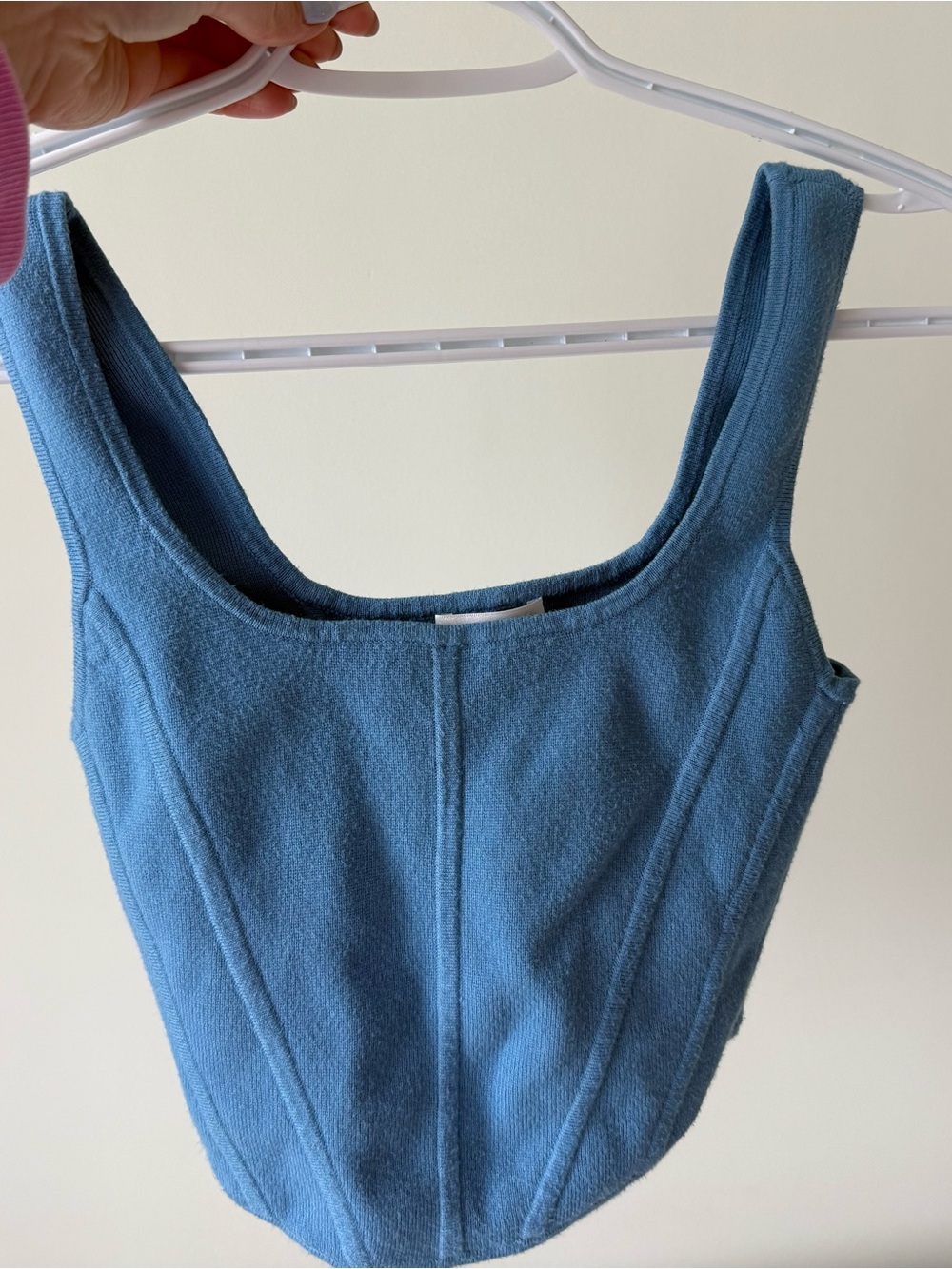 Aritzia Scoop Neck Blue Knit Tank Top
